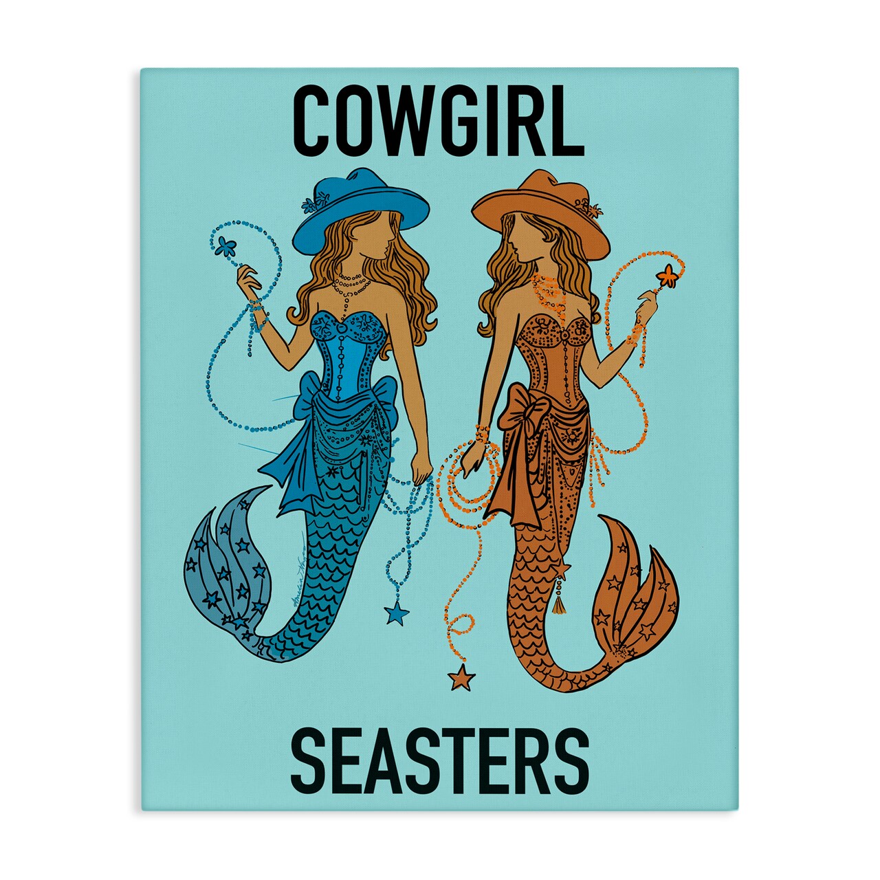Stupell Industries Cowgirl Seasters Mermaid Friendship Canvas, design by Amelia Noyes